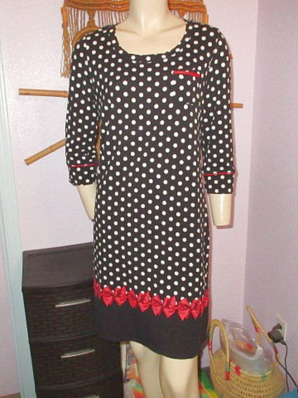 Soma Polka Dots Sleep Dress Size M Cotton Modal Nightgown House Whimsigoth EUC